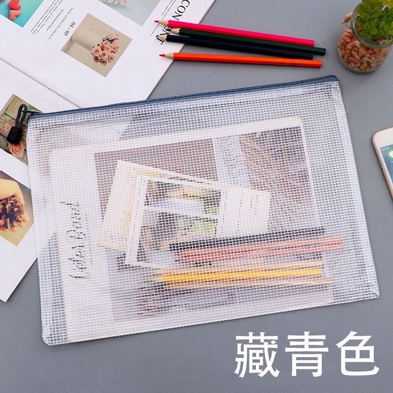 Picture of Wholesale Pvc Plastic A5 Large Capacity Mesh Zipper File Bag A3 Storage File Prenatal Check-Up Information A4 Storage Bag
