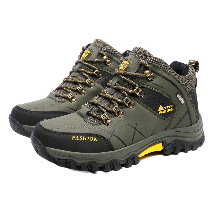 Cross-Border fashion shoes 2021 autumn and winter new high-top plus velvet warm cotton shoes outdoor hiking shoes hiking shoes large size shoes