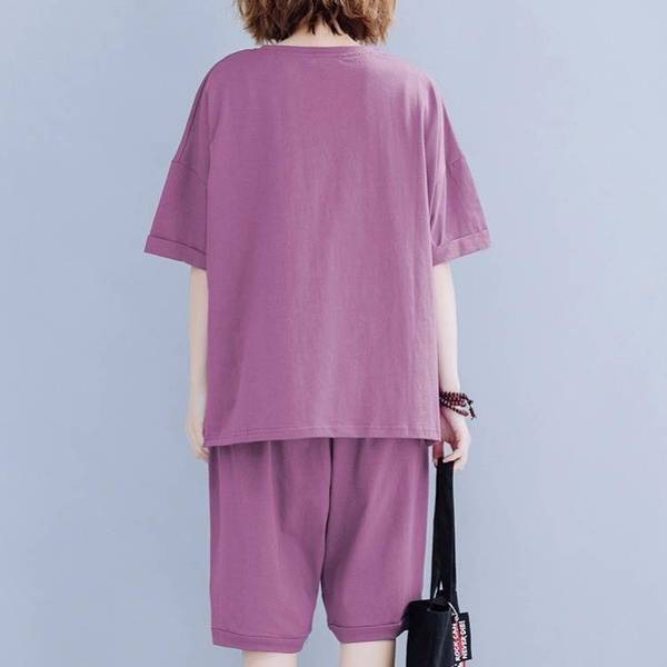 Picture of Foreign Trade Southeast Asia Large Size Set Summer New Short-sleeved T-shirt Women's Slimming Loose Casual Shorts Two-piece Set for Women