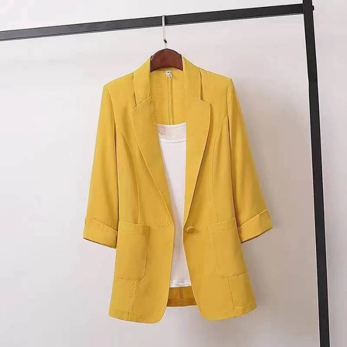 Picture of Linen Small Suit Women's Jacket Thin 2024 Summer Suit Korean Style Sun Protection Clothing Casual British Style Women's White Black