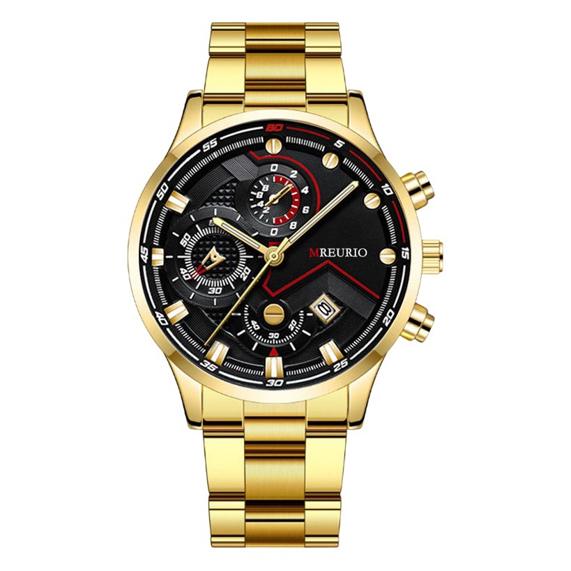 Foreign Trade Cross-Border Hot-Selling Fashion Calendar Business Men's Watch Men's Watch Six-Pin Metal Stainless Steel Strap Steel Strap