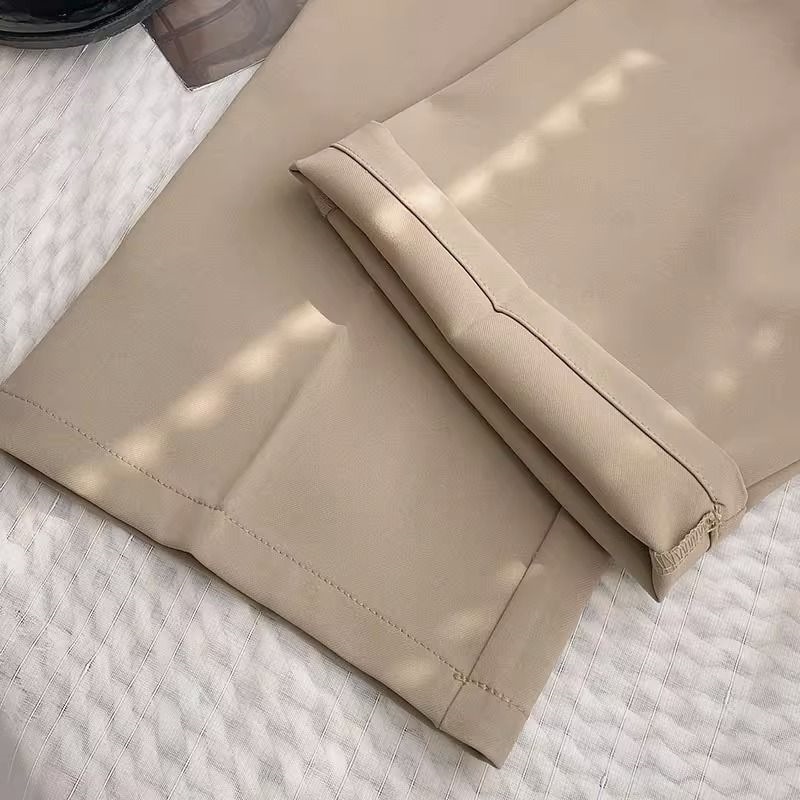 Picture of Wide Leg Pants Women's Summer Korean-style High Waist Loose Slimming Straight Elegant Dosing Casual All-match Black Trendy Pants