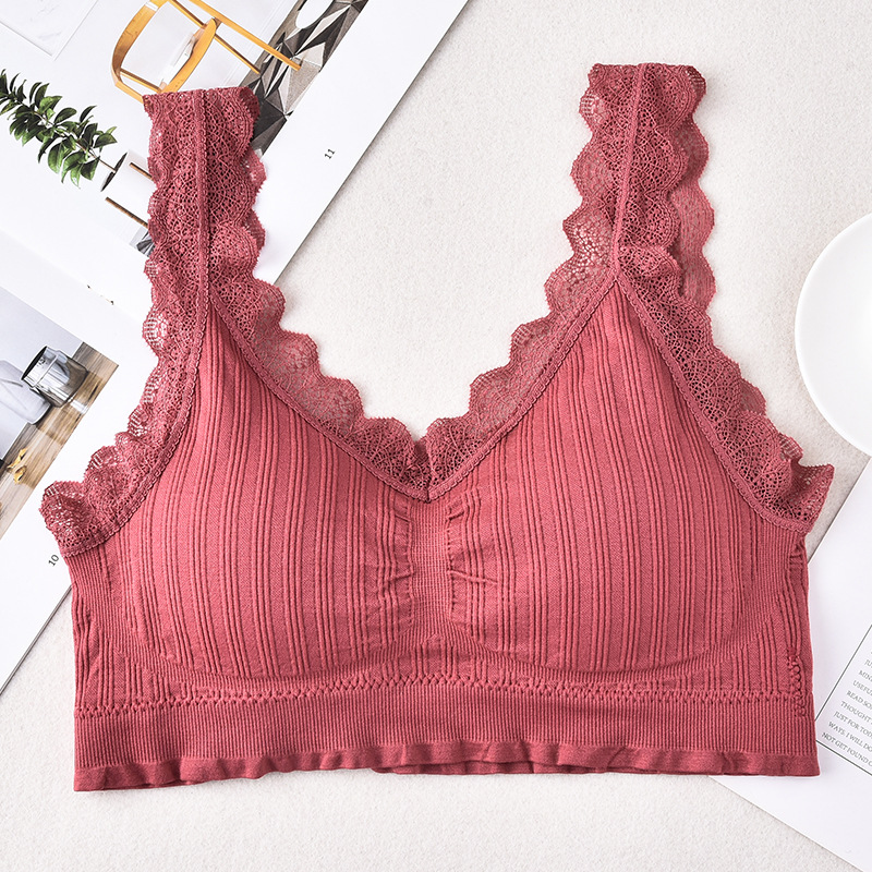 Picture of 2025 New Seamless Beautiful Back Wrap Bra Strapless Sexy Lace Underwear Anti-Exposure Sports Vest