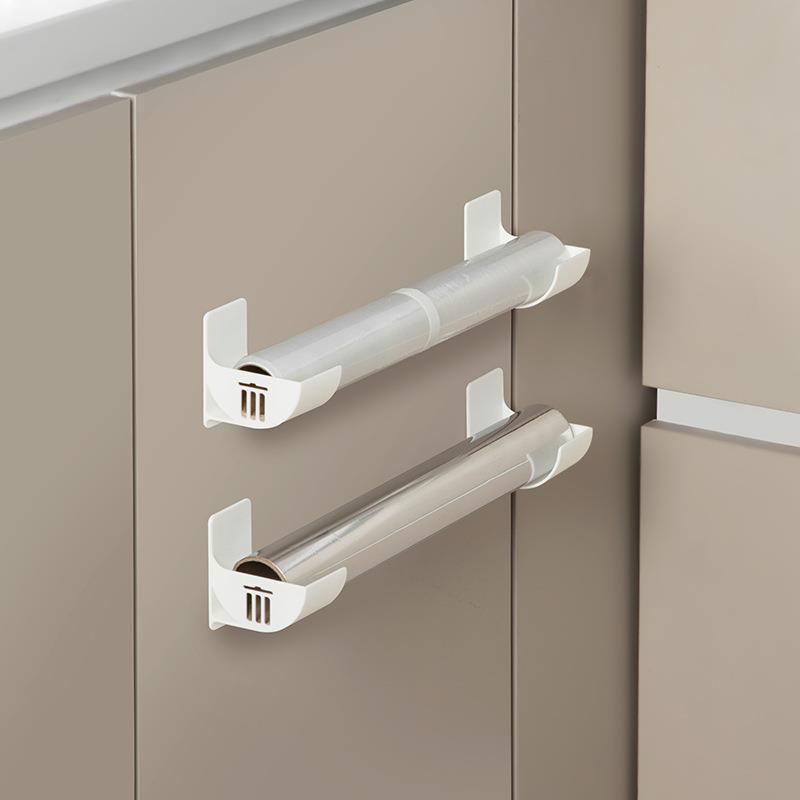 Picture of 4-piece punch-free storage bracket refrigerator side storage rack plastic wrap garbage bag cabinet storage rack