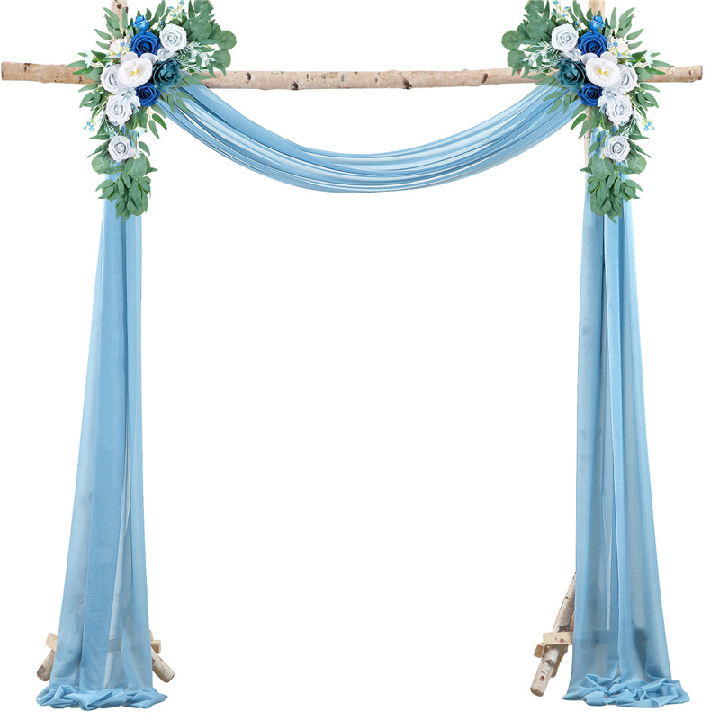 Picture of Cross-Border Popular Wedding Forest Lawn Outdoor Arch Decoration Wedding Arrangement Curtain Pearl Chiffon Gauze Curtain