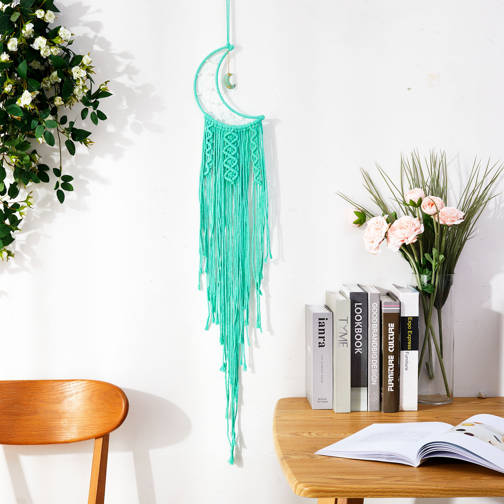 Picture of Cross-Border Hot Selling Moon Dream Catcher Hand-Woven Cotton Rope Tapestry Bohemian Style Wall Hangings