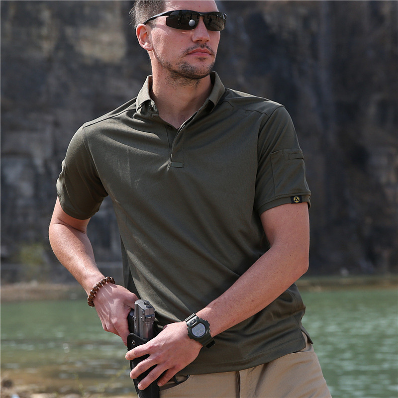 Picture of Consul lapel short sleeve multi-functional quick-drying T-shirt outdoor men's sports sweat-wicking quick-drying clothes stretch tactical T-shirt