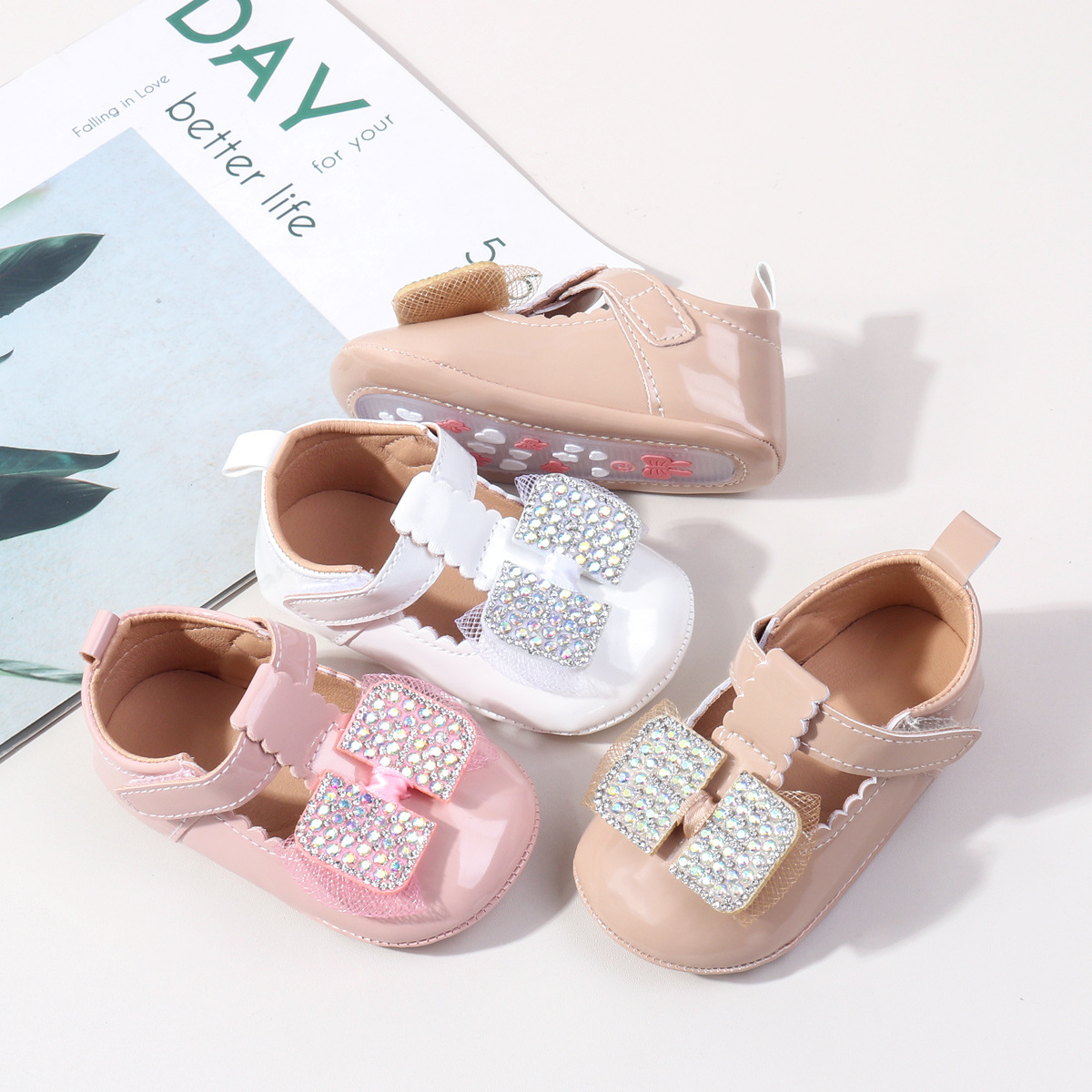 Baby cute casual children's shoes new princess shoes spring and autumn 0 a 2 year old baby girl toddler shoes rubber sole non-slip shoes