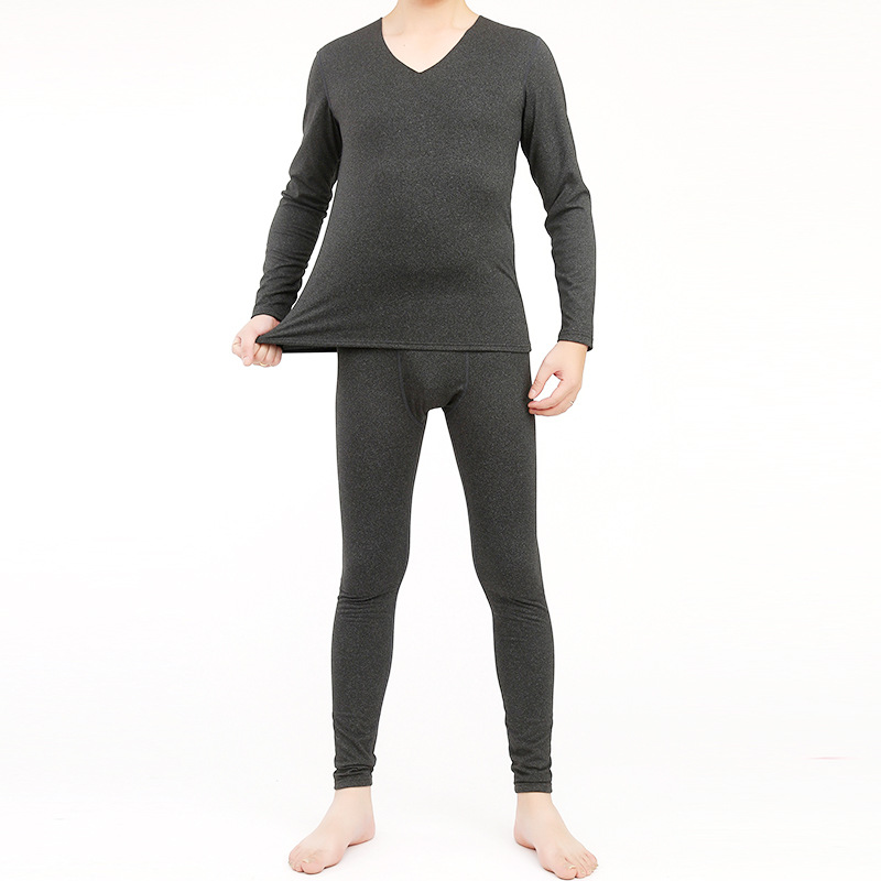 Picture of Winter seamless milk silk sanding thermal underwear men's V-neck suit velvet thin autumn clothes and trousers