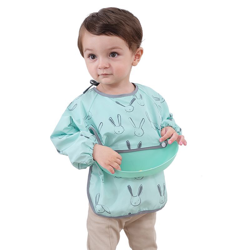 Picture of Children's Bib Set for Eating, Waterproof Dirty Smock, Baby Bellyband, Long-Sleeved Apron, Thin Autumn and Winter Baby Supplies