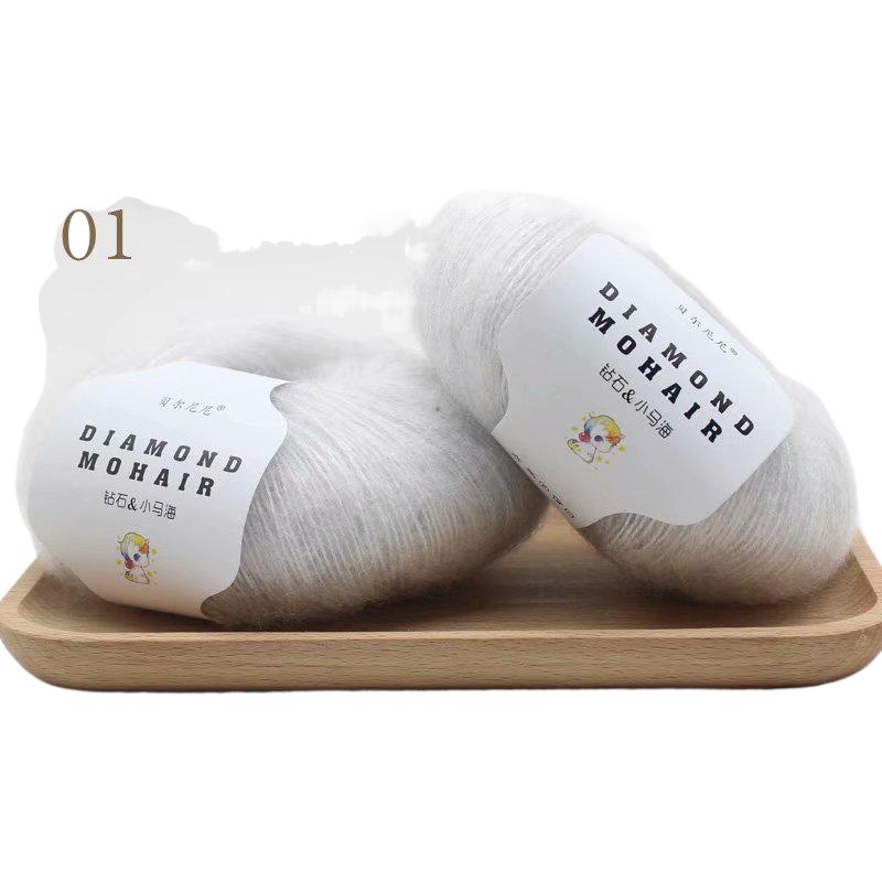 Diamond pony mohair long velvet fine wool hand woven crochet shawl coat hat scarf thread wholesale