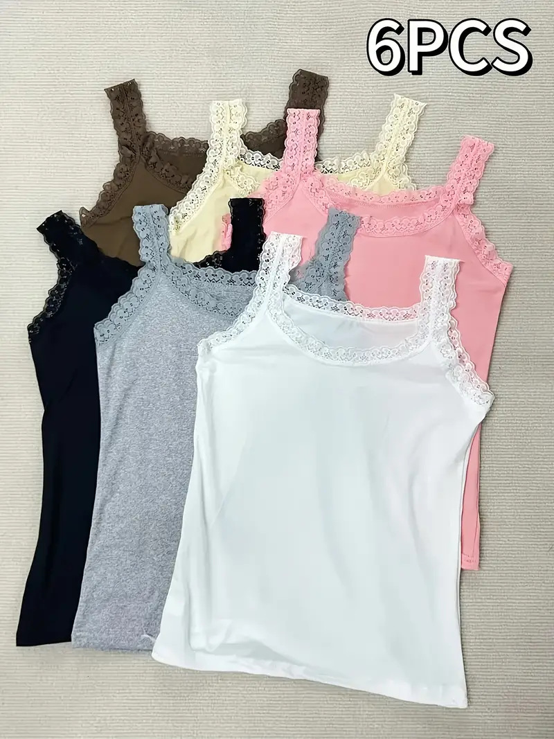 Trendy Lace Camisole for Women, Summer High Elasticity Plus Size Outerwear Base Shirt