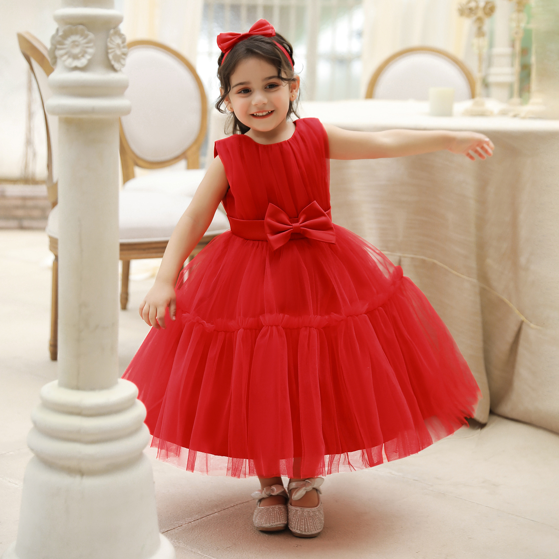 Amazon Children's Dress Girl's Mesh Princess Dress Flower Girl's Dress Pontoon Dress Girl's Birthday dress