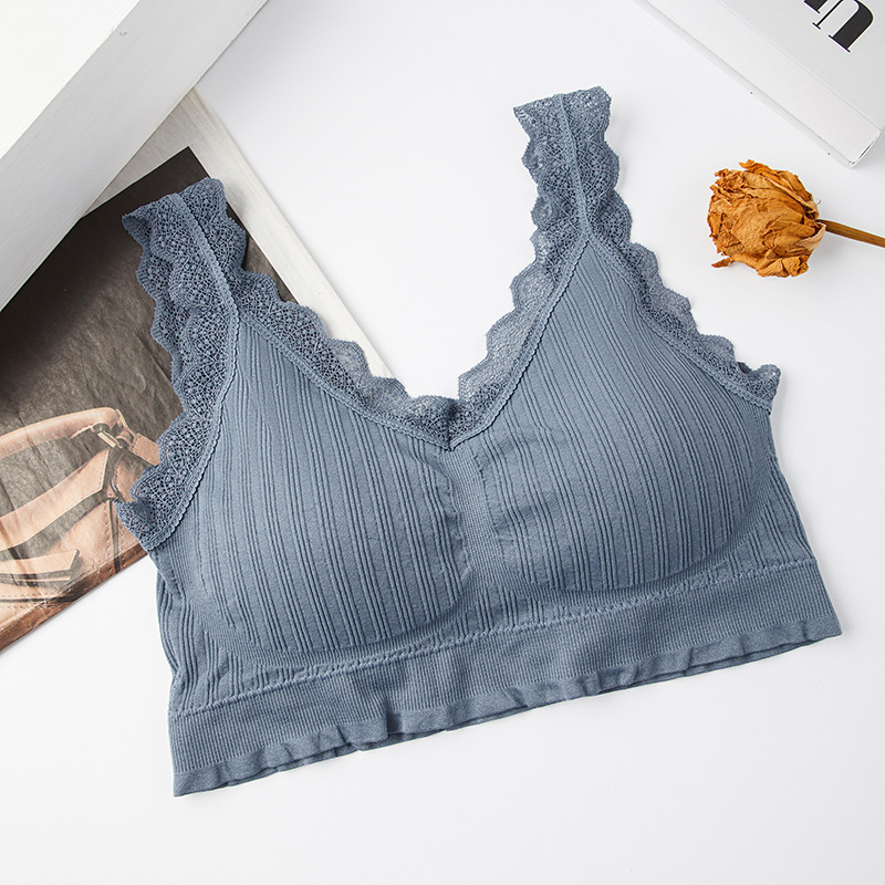 Picture of 2025 New Seamless Beautiful Back Wrap Bra Strapless Sexy Lace Underwear Anti-Exposure Sports Vest