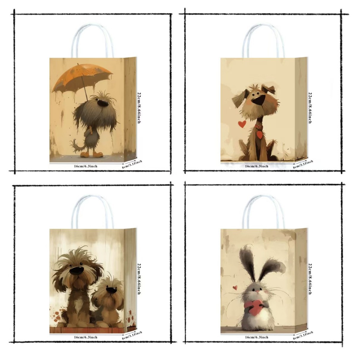 Manufacturer's New Amazon Animal Retro Element Kraft Paper Bag Handbag Gift Bag Animal 6 Styles