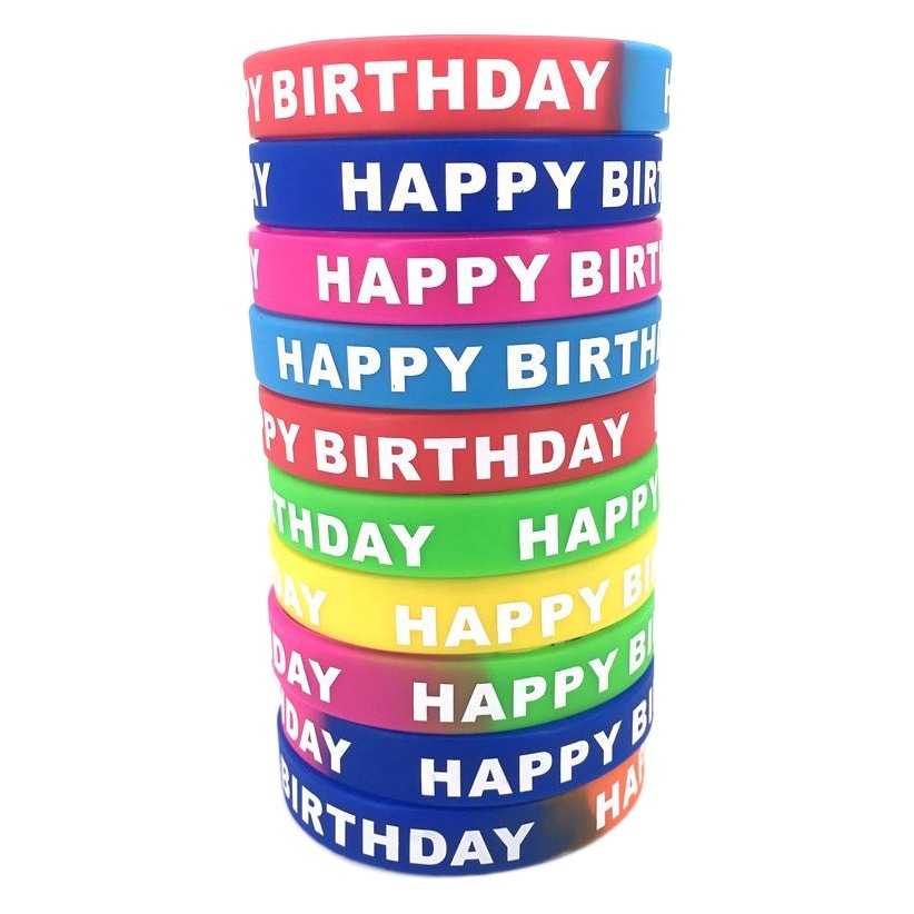 Silicone Happy Birthday Bracelet Happybirthday European and American Decoration Kidsren's Printed Bracelet Sports Wristband