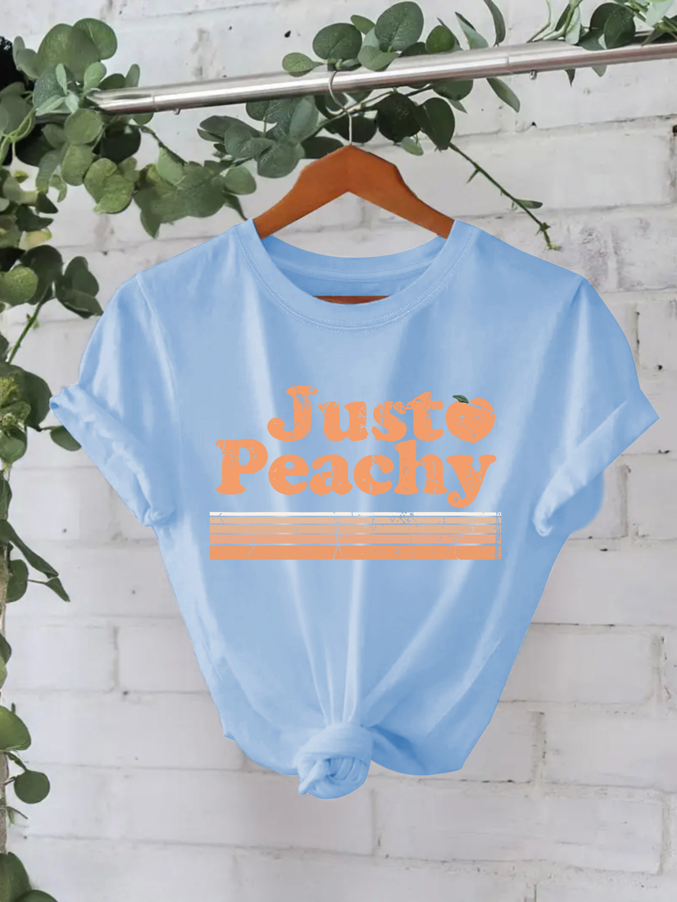 Amazon Independent Station Just Peachy New Round Neck Loose Short Sleeve ebay Casual Cotton T-Shirt Women Wholesale