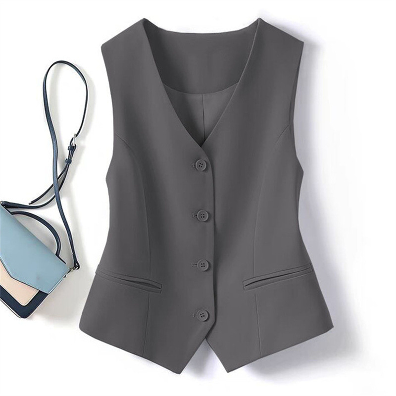 Picture of 25 Years Black V-Neck Suit Waistcoat Women's Summer New Retro Stacked Cardigan Vest Sleeveless Elegant Top