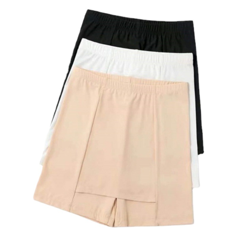 Cross-border Ice Silk Double-layer Safety Pants Seamless Anti-walking Non-curling Large Size High Waist Boxers Women's Inner Leggings