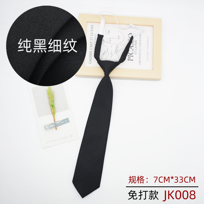 Picture of Jk Tie Female K-Style Japanese Style Preppy Style Black 7cm Hand-Tied School Uniform Uniform Knot-Free Short Student Trend