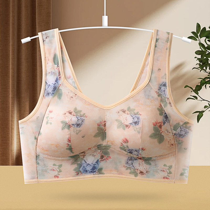 Picture of Summer Middle-aged and Elderly Mother Bra Underwear Full-size Cup Thin Mold Cup No-mark Vest Beautiful Back No-steel Rings Women's Bra