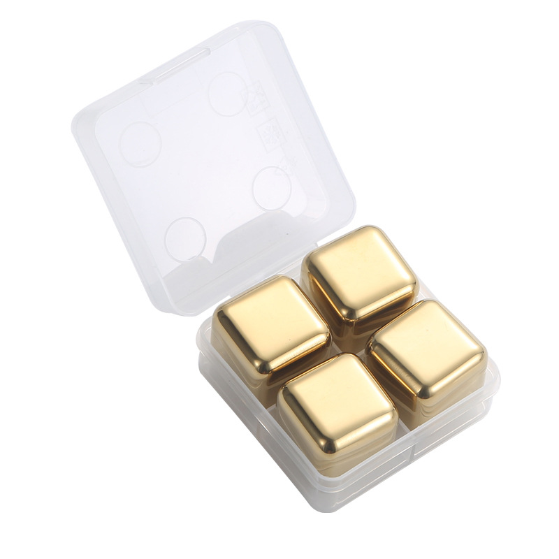 Picture of Cross-border 304 stainless steel ice cubes quick-frozen metal ice cubes suit titanium-plated golden ice wine stone whiskey stone ice particles