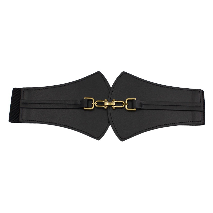 Vintage buckle belt ladies elastic wide waist decorative skirt Joker with sweater elastic belt a generation of hair