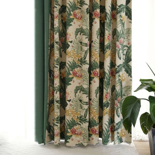 Mira Pastoral Printed Curtain American Style Pastoral Cotton Linen Wide Fabric