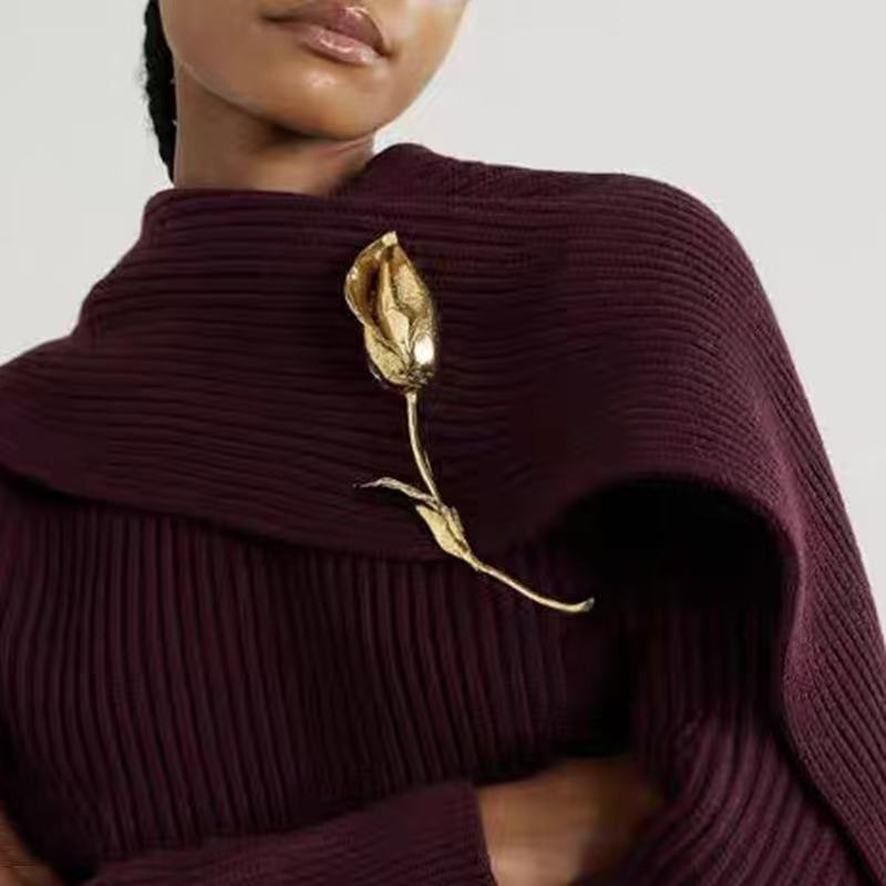 Exquisite Tulip Brooch Women's High-end Atmospheric Flower Bud Flower Pin Temperament Shawl Coat Suit Collar Pin