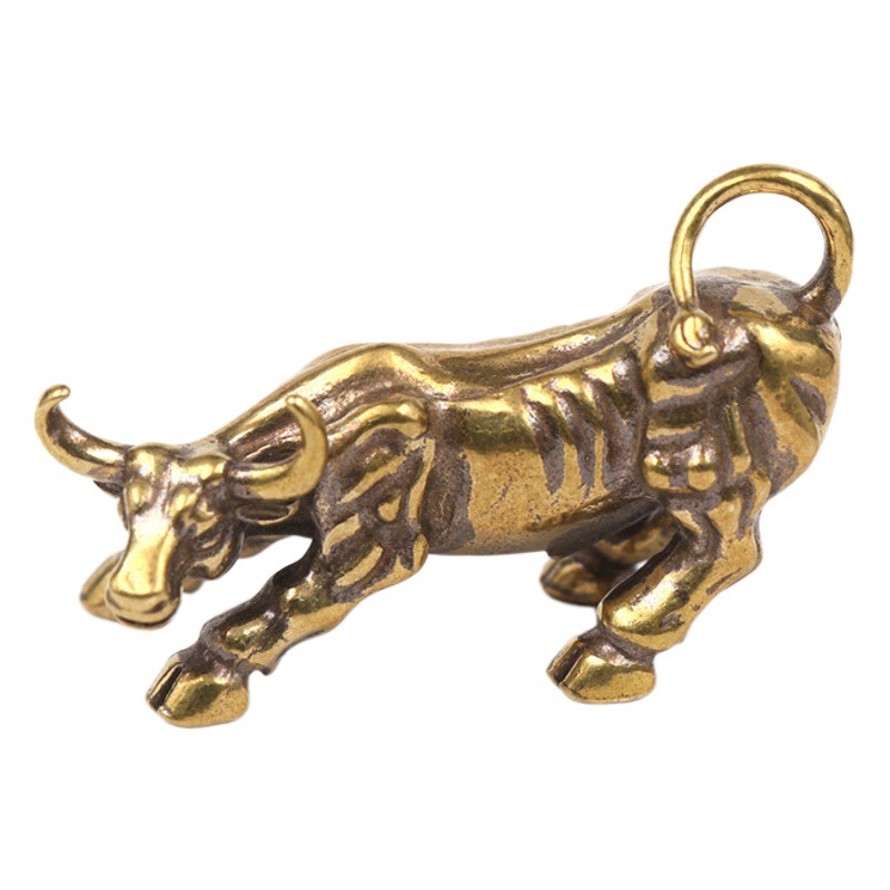 Brass Vintage Year of Ox lucky pendant fortune zodiac pendant ornaments Yunnan Copper Crafts handle wholesale