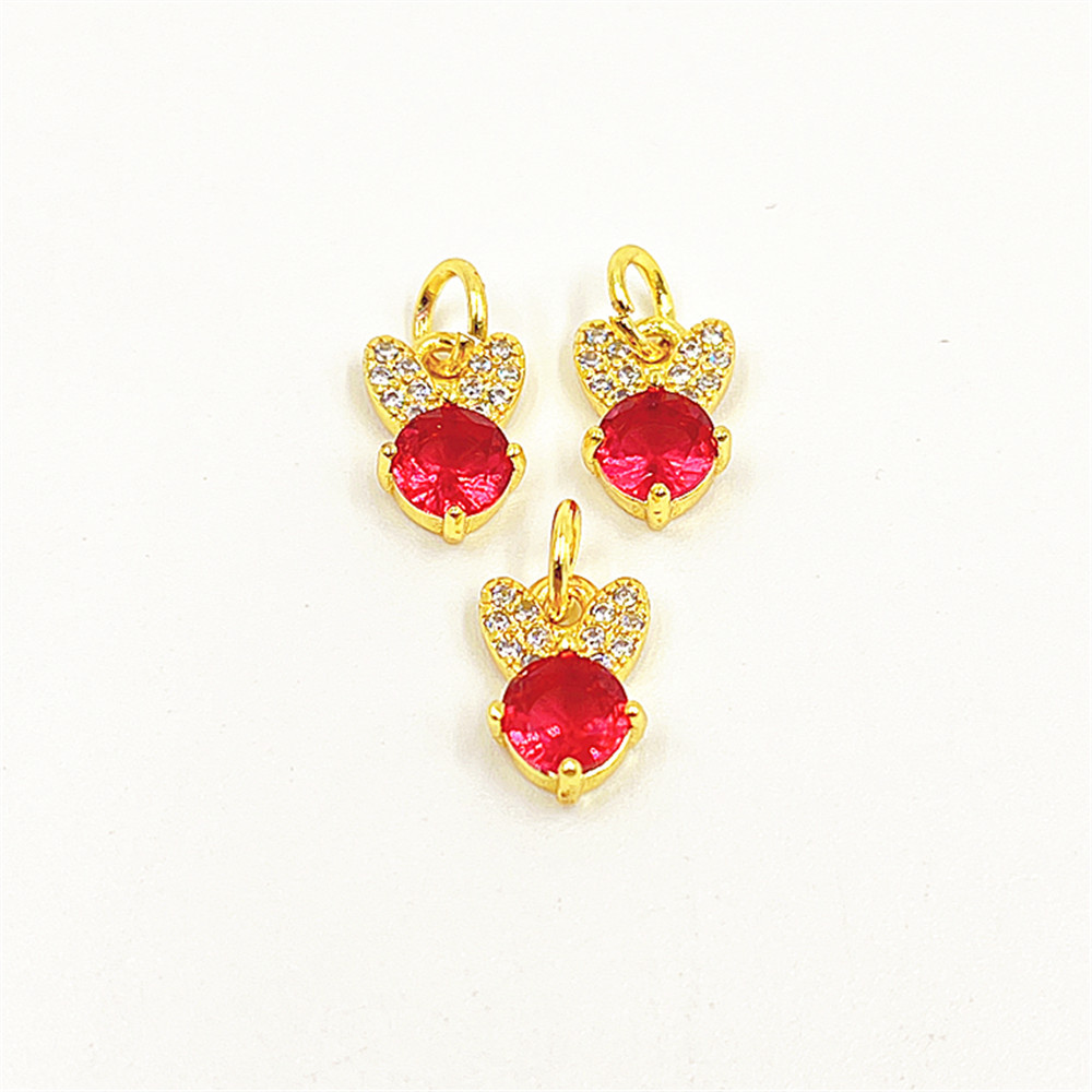 Picture of Niche exquisite copper micro inlay color zircon rabbit ear necklace pendant versatile color preserving electroplating jewelry DIY accessories