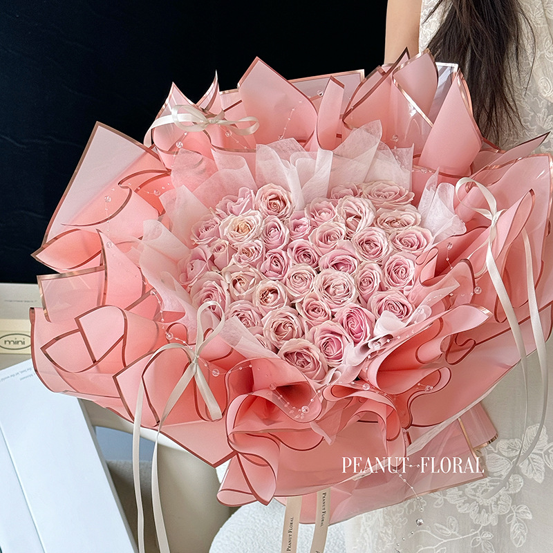 New Rose Gold Edge Waterlight Film Flower Wrapping Paper OPP Phnom Penh Fog Film Flower Flower Art Wrapping Paper
