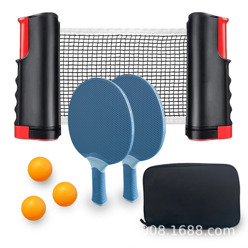 Q Foreign Trade Home Standard Stretchable Table Tennis Net Frame Large Color Box Set Portable Netizen Stick Table Tennis Racket Combo