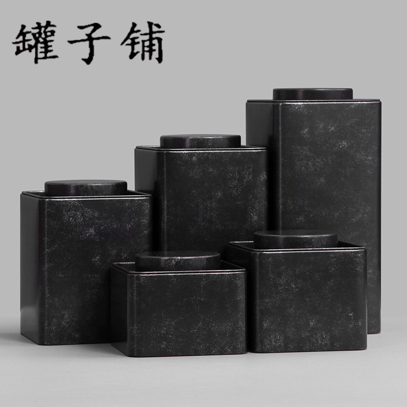Factory direct supply retro tea cans square iron box tea cans iron box matte tinplate cans spot wholesale