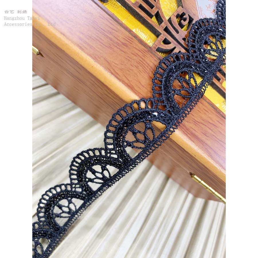 Polyester barcode home soft ornaments wave in stock wholesale embroidered lace clothing accessories water soluble beads lace