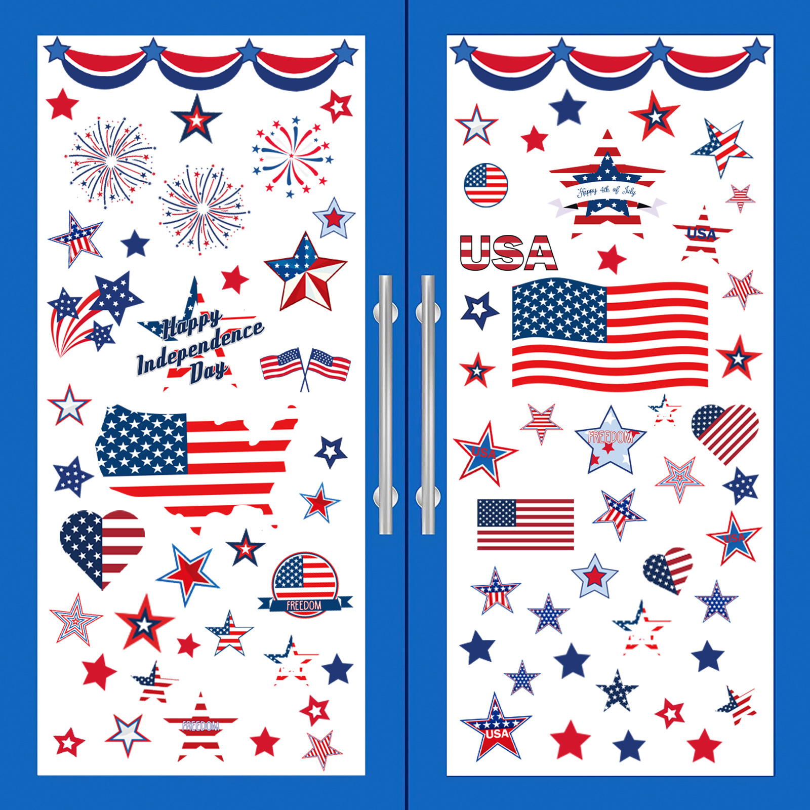 2025 New Amazon American Independence Day Stickers Static Window Stickers American Flag Glass Door Decoration Stickers