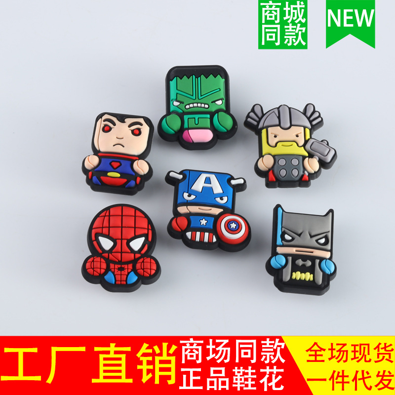 Cross-border e-commerce Amazon hot sale hero anime shoe flower PVC drop plastic shoe buckle hole shoes DIY decorative buckle on shoes