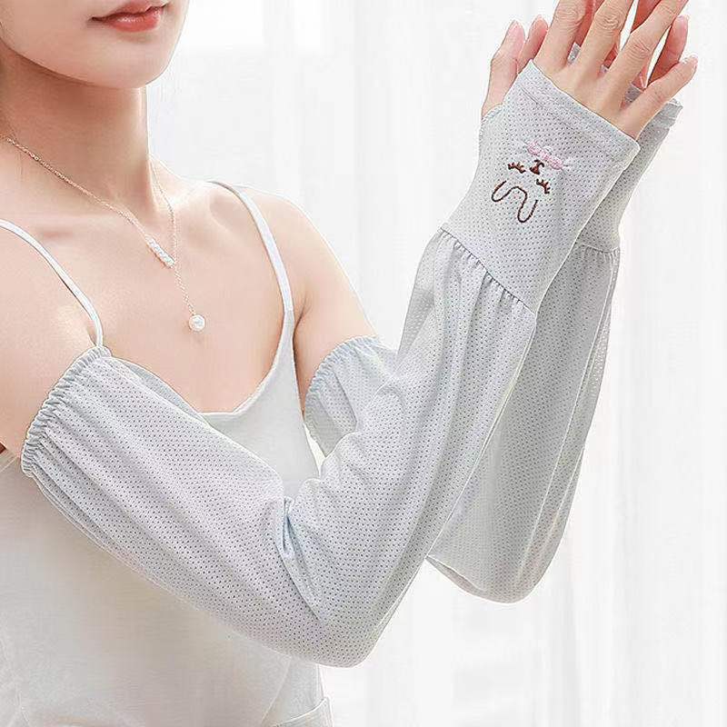 Picture of Summer Soft Rabbit Ice Sleeve Sun Protection Versatile Fashion Cycling Gray Outdoor Sleeve
