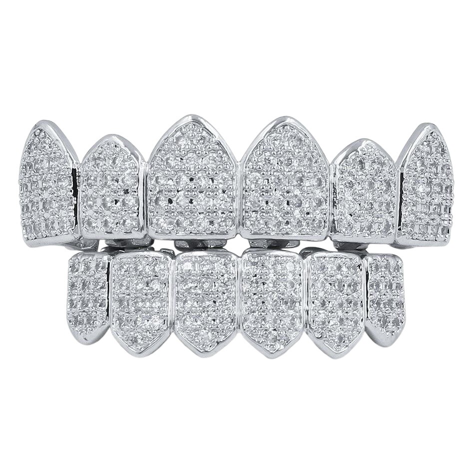 Cross-border hot sale WISH micro-inlaid gold braces pointed teeth Vampire teeth hip hop accessories braces factory
