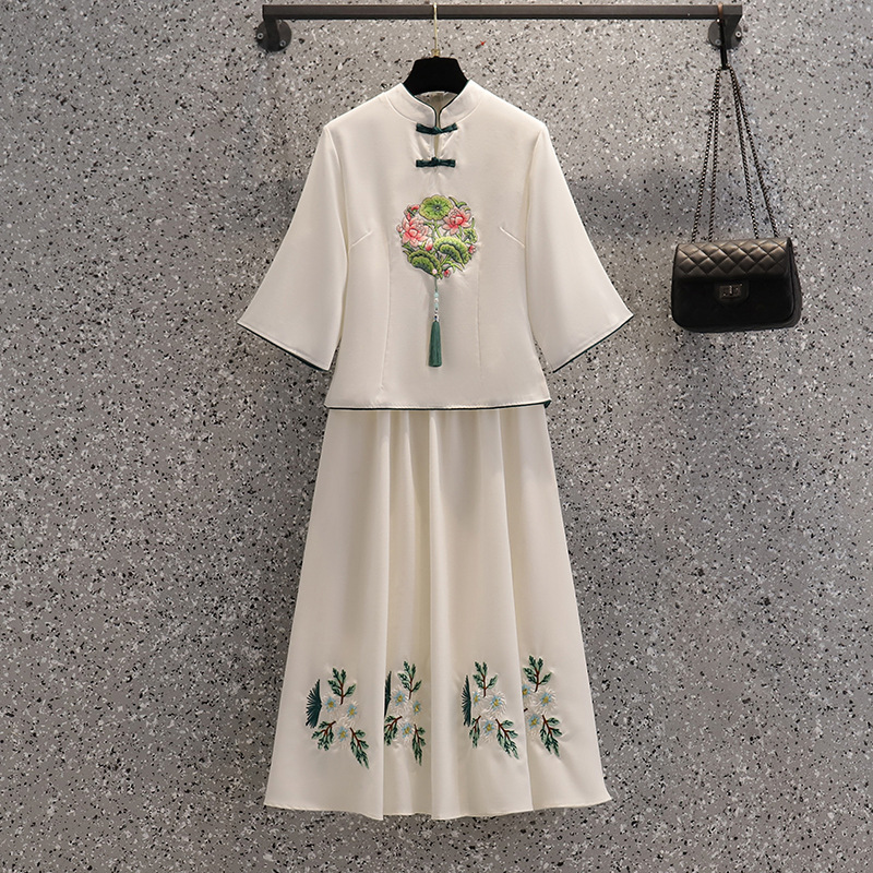 Picture of Republic of China Style Tang Suit Women's Clothing Improved Cheongsam Ear-picking Clothing Zen Style Young Tea Artist's Top Middle Sleeve suit Women