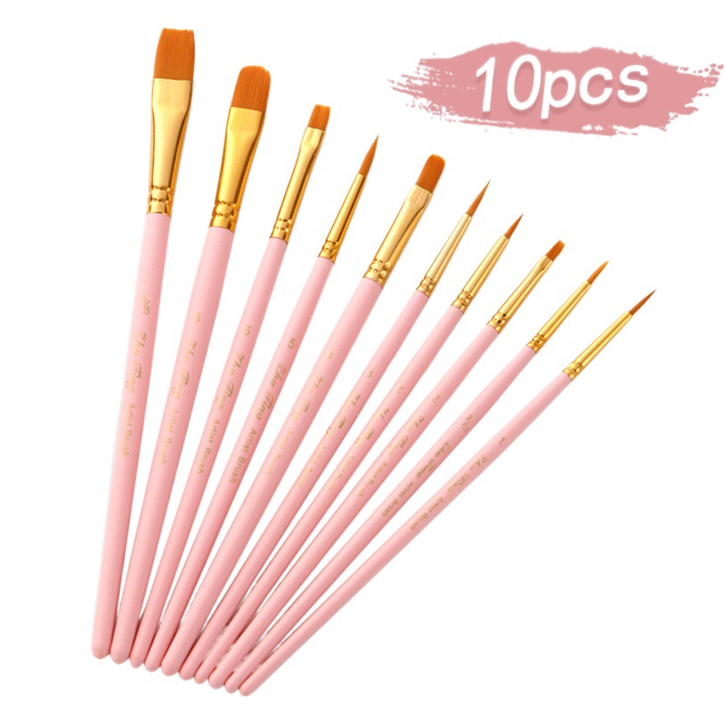 Amazon spot wooden gouache watercolor brush 10 mint green nylon wool brush art supplies Painting materials