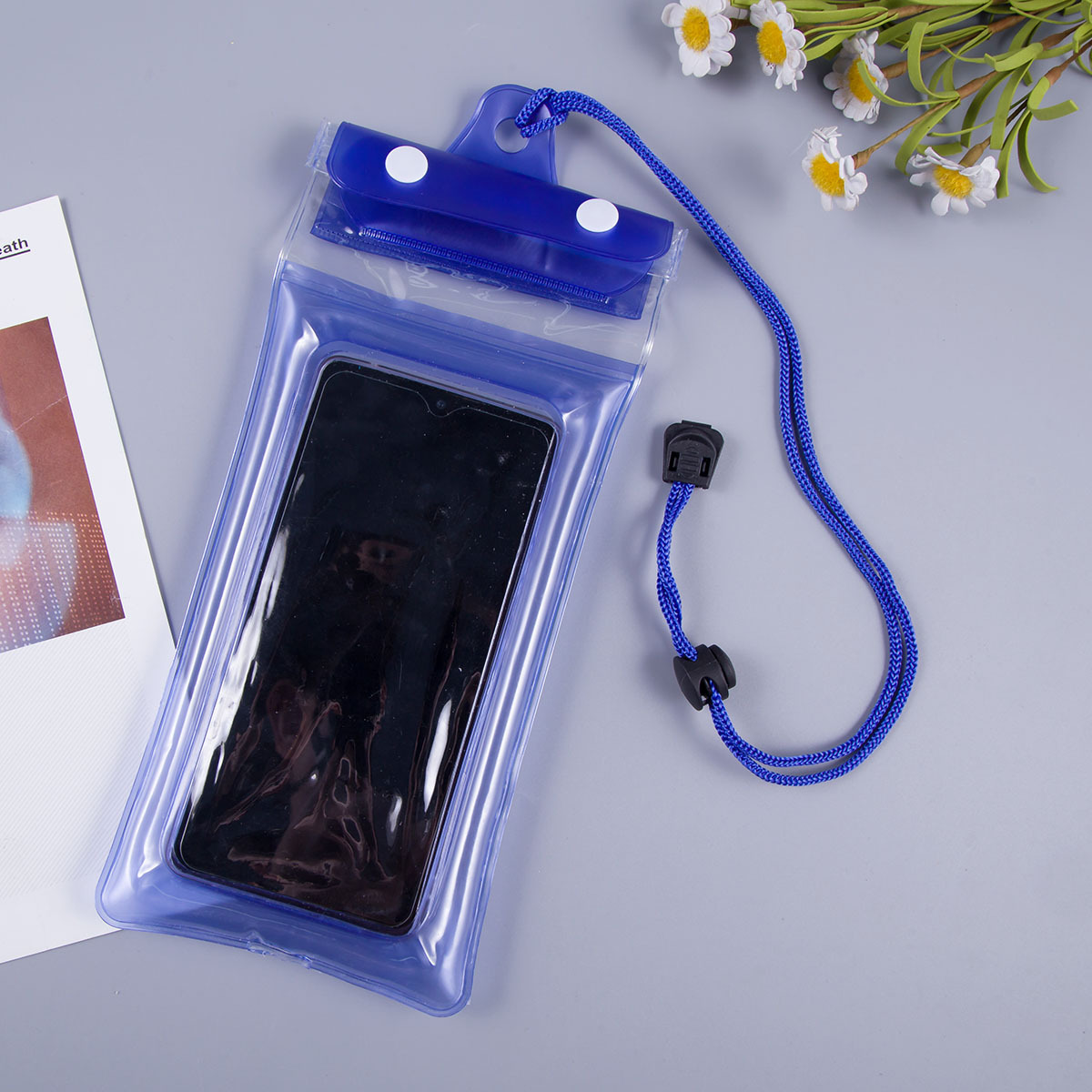 Picture of Three-fold mobile phone waterproof bag airbag bag Velcro touch screen swimming hot spring sealing strip waterproof neck wholesale