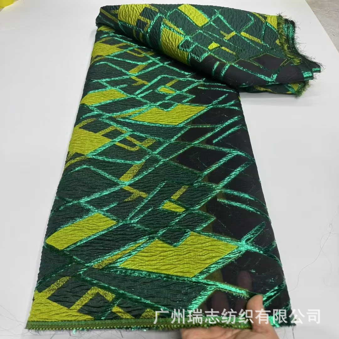 New concave and convex geometric totem brocce brocade fabric Hanfu fashion skirt wedding dress vest shirt accessories Brocade