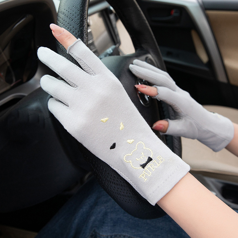 Nail Gloves UV-proof Half-finger Sun-proof Women's Thin Black-proof Driving Riding Non-slip Open-finger Breathable Spring and Summer