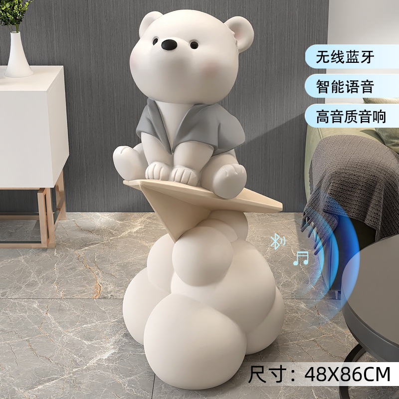 Picture of Creative Bear Moving Gift Large Floor-Standing Ornaments Living Room Tv Cabinet Next to the Sofa Accessible Luxury Home Decorations