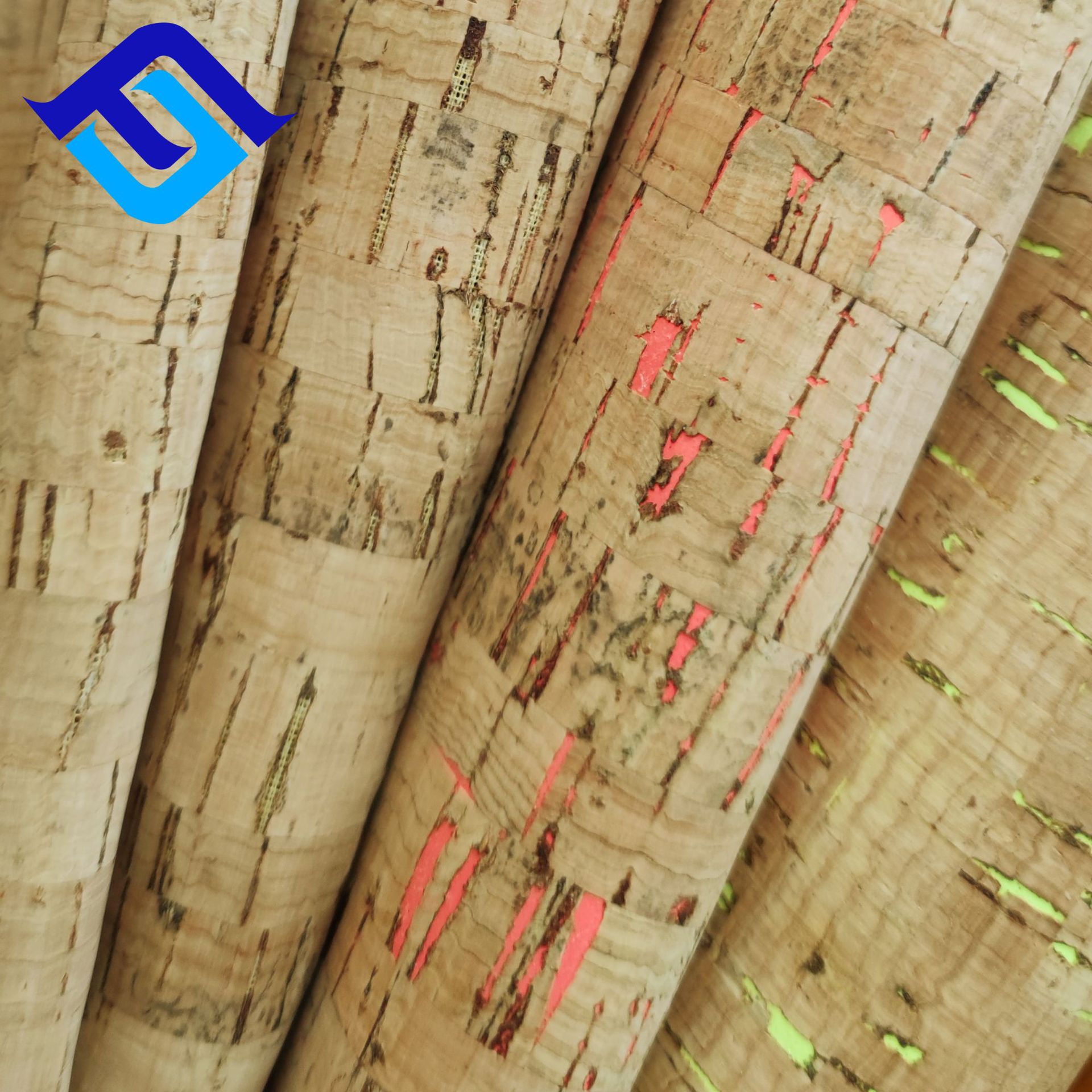 Factory wholesale environmental protection natural cork cloth fluorescent Pu bottom bread grain cork leather