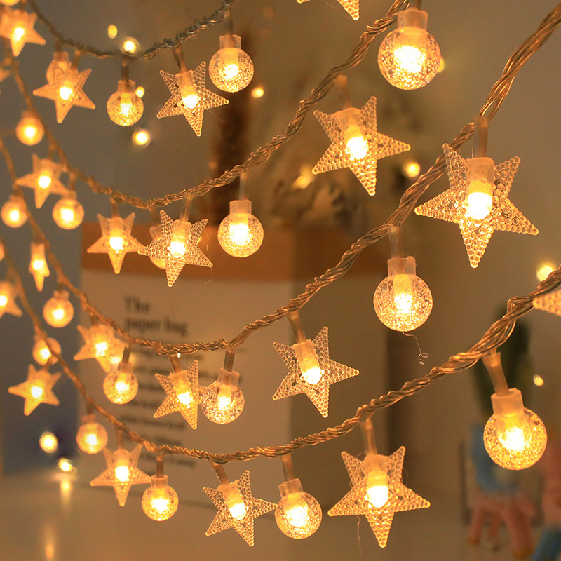 Picture of Solar LED string lights, outdoor camping tent atmosphere lights, night market stall lights, room decoration spherical star lights