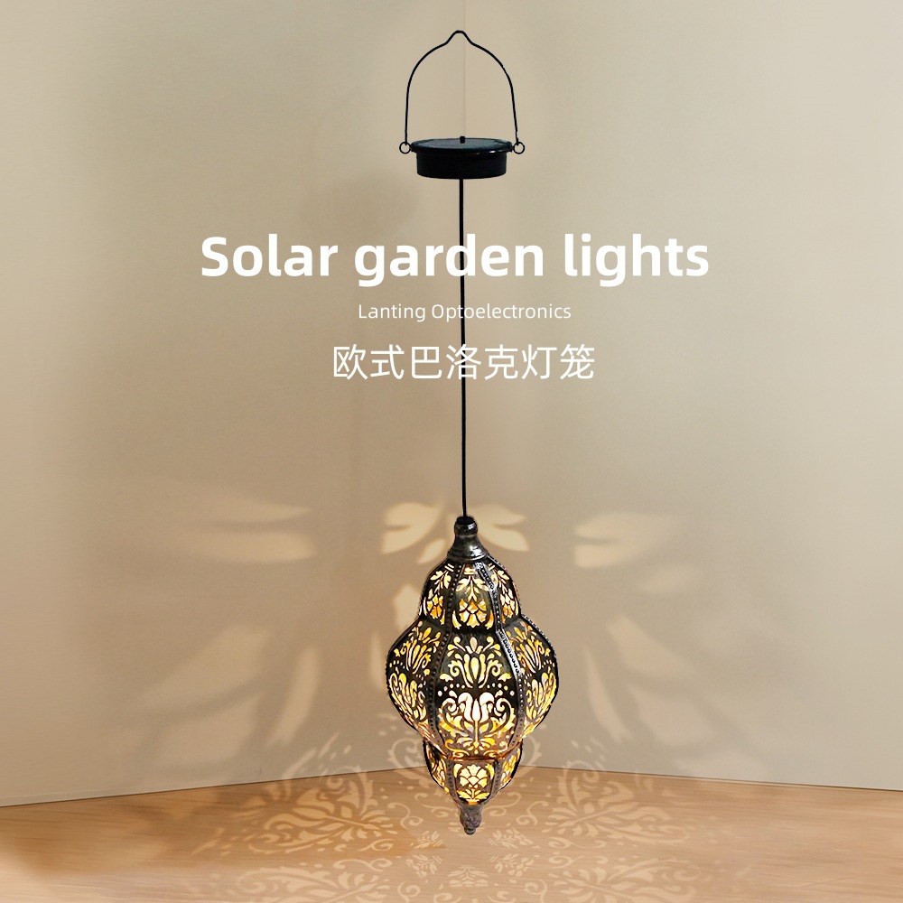 Picture of Cross-border European Iron Lanterns, Solar Lights, Moroccan Hanging Tree Chandeliers, Decorative Atmosphere, Garden Garden Lights, Outdoor