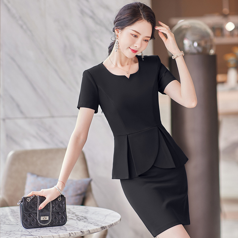 Picture of Professional Suit Women's Summer Short-sleeved Beauty Salon Front Desk Tooling Hotel Restaurant Attendant Stewardess Uniform Work Clothes