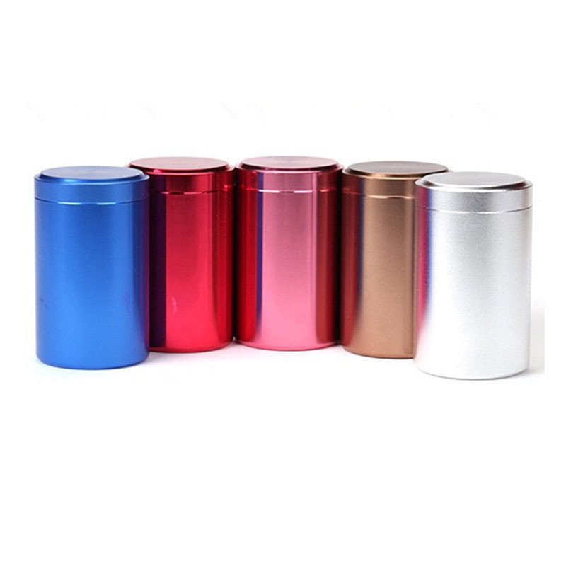 Large Round Sandblasting Metal Tea Packaging Jar Portable Travel Sealed Aluminum Alloy Storage Jar Cigarette Case